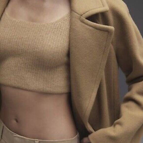Everlane Cozy Stretch Tank Wool Yak Knit Cropped Soft Top Camel Tan NWT Size XS - Picture 7 of 7